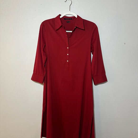 Theory Red Button Front Shirt Dress — Size M, Classic Minimalist Style - Picture 7 of 7